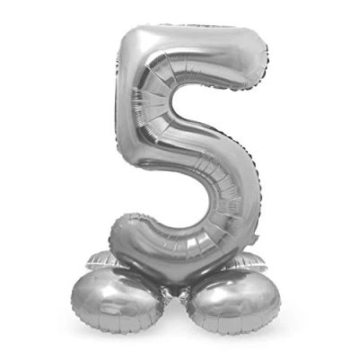 Abbildung von Figurenballon 5 Stehend Silber 72 cm
