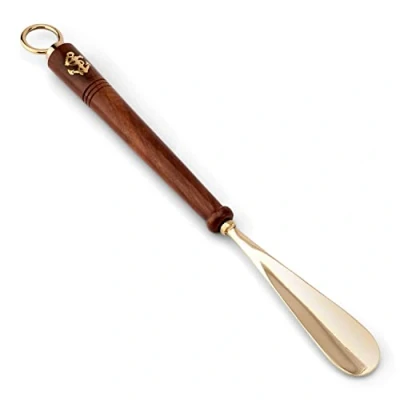 Abbildung von NKlaus Dekofigur 46cm Schuhlöffel lang aus Messing gold mit Holzgriff Schuhanzieher sta, Made in Germany