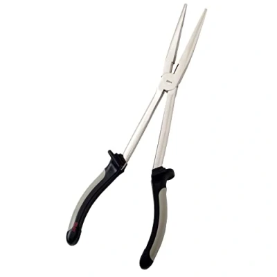 Abbildung von Rapala Unisex Adult Angelzange Longue Reach Pliers Vernickeltes Angelzubehör mit Ergonomisch Geformten Griffen Für Haken und Köder 28cm Zange, Grau/Schwarz, 11 Inch