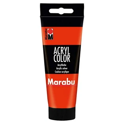 Abbildung von Marabu 12010050006 Acryl Color zinnoberrot 100 ml, cremige Acrylfarbe auf Wasserbasis, schnell trocknend, lichtecht, wasserfest, zum Auftragen mit Pinsel und Schwamm Leinwand, Papier Holz