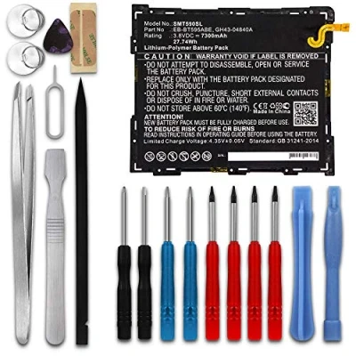 Abbildung von subtel® Ersatz Akku EB BT595ABE, GH43 04840A für Samsung SM T590 Galaxy Tab A 10.5, T595 10.5 7300mAh + Werkzeug Set Ersatzakku Tablet PC Batterie Tabletakku, Battery