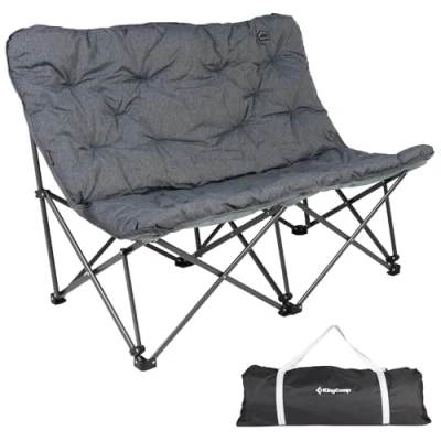 Abbildung von KingCamp Doppelter campingstuhl faltbar leicht 2 Sitzer Camping Stuhl hochlehner Gartenstuhl bequem Gepolster XXL für Camping, Garten, Picknick, Indoor&amp;Outdoor, Grey