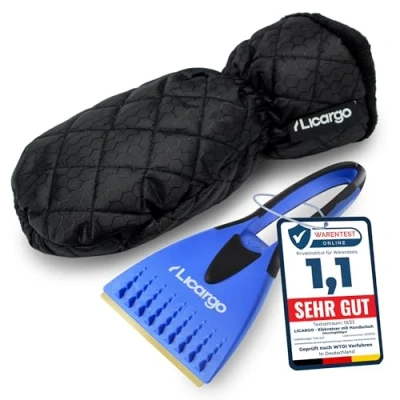 Abbildung von LICARGO Eiskratzer mit Handschuh warmer &amp; wasserfester Handschuh, Messingklinge [Made in Germany] Auto
