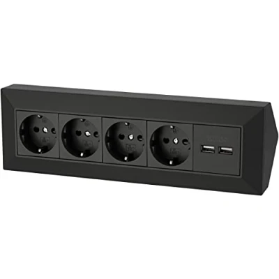 Abbildung von Steckdosenleiste 4 Fach, USB, Serie C1 schwarz