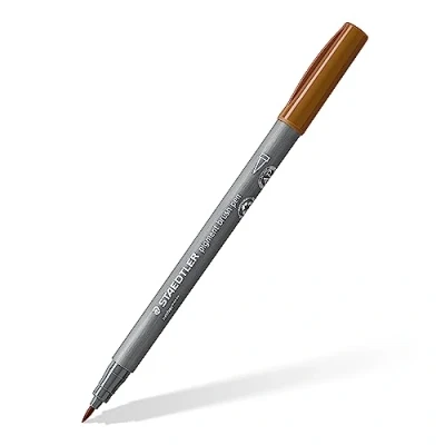 Abbildung von STAEDTLER brush pen pigment Arts, umbra, pigmentierte Premium Zeichentusche, Pinselspitze für variable Linienbreite, wasserfest, schnelltrocknend, 10 umbra pens im Kartonetui, 371 790