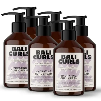 Abbildung von BALI Curls Hydrating Curl Cream Feuchtigkeitsspendende Lockencreme 6 x 150ml Sheabutter, Kokosöl &amp; Ylang Locken Creme für geschmeidige definierte
