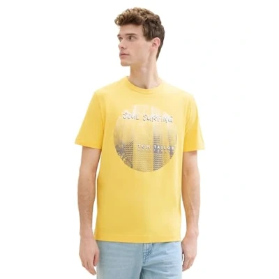 Abbildung von TOM TAILOR Herren Basic T Shirt mit sommerlichem Fotoprint, sunny yellow, L