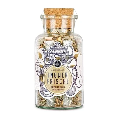 Abbildung von Ankerkraut Ingwerfrische Kräutertee, Ingwer und Zitronengras 80g im Korkenglas