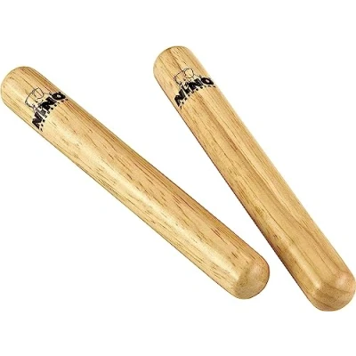 Abbildung von Nino Percussion Wood Claves Instrumente 1 Paar kleine Klanghölzer für Kinder ab 3 Jahren Musikinstrument Siam Eiche, Natur (NINO502)