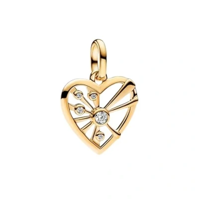 Abbildung von PANDORA ME Herz &amp; Strahlen Medaillon Charm aus Sterling Silber mit 14 Karat vergoldete Metalllegierung, Cubic Zirkoniastein, Kompatibel und Moments Armbändern, 763453C01