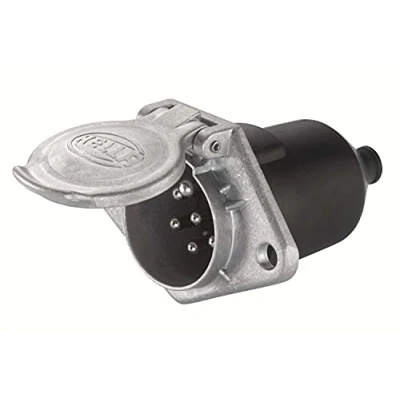 Abbildung von HELLA Steckdose 24V 7 polig Flachsteckanschluss Stecker: Flachstecker Länge: 103mm Aluminium DIN/ISO: 1185 N Typ Menge: 10 8JB 003 833 031