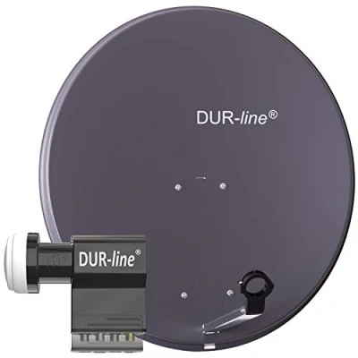 Abbildung von DUR line MDA 80 Anthrazit Digiatale 7 Teilnehmer Satellitenschüssel Komplett Anlage mit UK 104 Unicable LNB [Camping, Astra 19,2, DVB S/S2, Full HD, 4K, 3D]