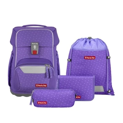 Abbildung von Step by Set 4 Schulranzen für Kinder, Größe: One Size, Purple konfetti