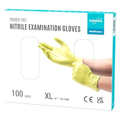 Abbildung von EUROPAPA Nitril Handschuhe Medical Einmalhandschuhe Untersuchungshandschuhe (100 Stück, puderfrei ohne Latex, Gummihandschuhe) unsteril latexfrei disposible gloves