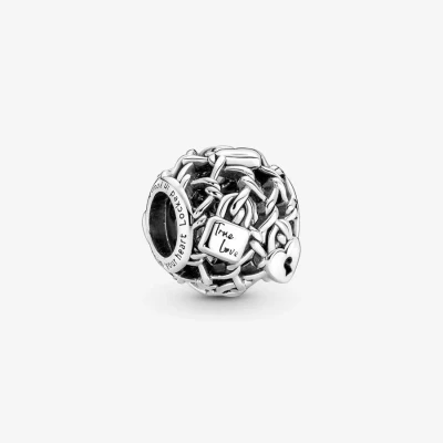 Abbildung von Pandora Openwork Chain LINK Padlock Charm, Damen, Größe: One Size, Sterling silver