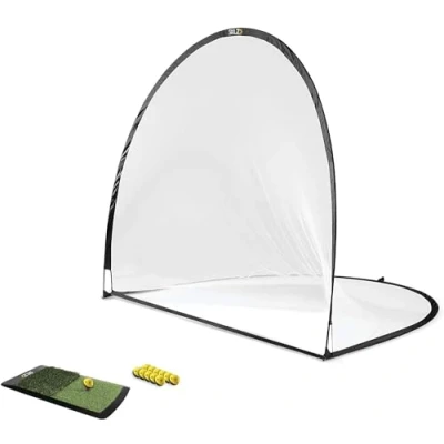 Abbildung von SKLZ Unisex Adult Home Golf Driving Range Kit mit Netz, Golfbällen, Startrampe und Abschlägen, Schwarz/Gelb, 1 Size