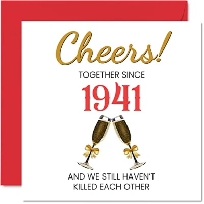 Abbildung von Stuff4 Lustige Karte zum 82. Jahrestag für Ehemann und Ehefrau zusammen seit 1941 Glückwunschkarten Hochzeitstag Partner, 145 mm große Grußkarten zweiundachtzigste Jahrestage