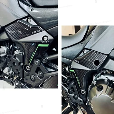 Abbildung von Harz Aufkleber 3D Schutz kompatibel mit Kawasaki Motorrad und hergestellt für Versys 1000 2019 2022 (Rahmenschutz)