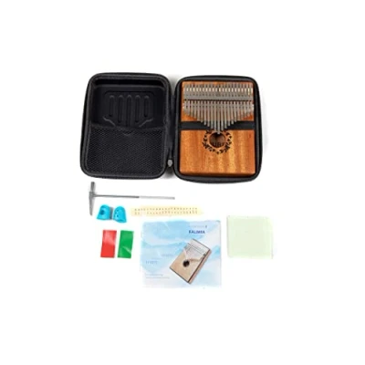 Abbildung von GEWA Kalimba Daumenklavier Mahagoni, Motiv Blätter, 21 Stahlzungen, stimmbar, inkl. Tasche, Stimmhammer, Anleitung