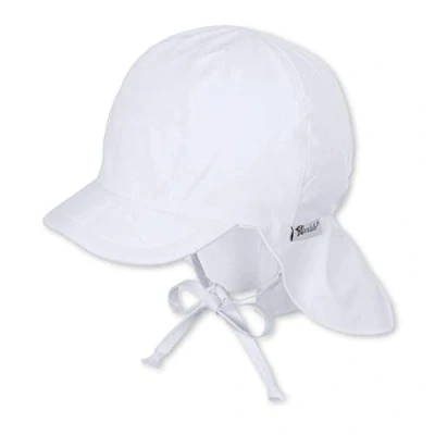 Abbildung von Sterntaler Schirmmütze Nacken Unisex Baby und Kinder Mütze mit Nackenschutz einsteckbaren Ohrenklappen UV Schutz 50+ Sommermütze zum Binden Popeline (Bio) Kopfbedeckung weiß, Größe 51