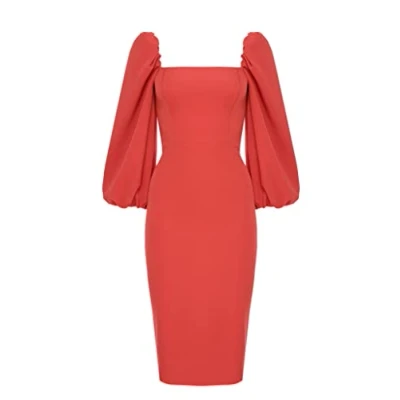 Abbildung von Swing Fashion Women&#039;s Giselle Bleistiftkleid Damen Etuikleider Festliches Abendkleid Partykleid Cocktailkleider Sexy Tailliertes Enges Kleid Kupferfarben 36 (S), Kupfefarben