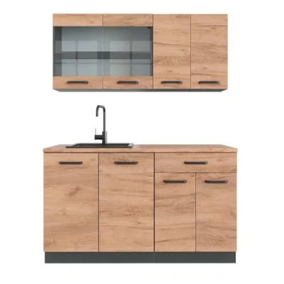 Abbildung von Vicco Singleküche R Line, Goldkraft Eiche/Anthrazit, 140 cm, AP Eiche