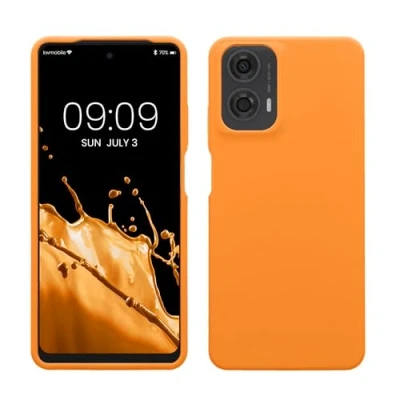 Abbildung von kwmobile Hülle kompatibel mit Motorola Moto G24 / E14 G04 G04s Silikon Handy Case Handyhülle weiche Oberfläche kabelloses Laden Fruity Orange
