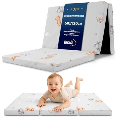 Abbildung von Reisebett Matratze 60x120 cm faltbar Dicke Faltbare für Baby Klappmatratze Kinder Teddybären