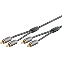 Abbildung von goobay 65294 Stereo Cinchkabel 3m / 2X Cinch Stecker zu Cinchstecker/RCA Kabel für Blu Ray Verstärker HiFi Stereo/vergoldetes Textil Audio