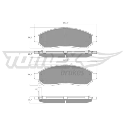 Abbildung von TOMEX brakes TX 15 28 Bremsbelagsatz Vorderachse mit akustischer Verschleißwarnung NISSAN: NP300 Navara Pickup, Pathfinder 3