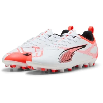 Abbildung von Puma Ultra 5 PLAY MG JR Unisex Fußballschuh Nocken für Kinder, Größe: 34, White/black/glowing red Schuhe