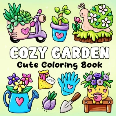 Abbildung von Cozy Garden: Cute Coloring Book, Bold and Easy Pages for Relaxation Stress Relief, Perfect Adults, Teens, Kids with Adorable Designs
