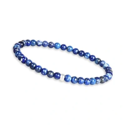 Abbildung von GD GOOD.designs Lapislazuli Perlenarmband Damen mit echten 4mm Natursteinen und 925 Silber Perle Edelstein Armband I Kugelarmband Naturstein Perlen