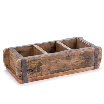 Abbildung von DESIGN DELIGHTS Holz ZIEGELFORM Brick Massivholz, 35/25 cm Vintage Holzkiste, Ziegelsteinform, Holzziegel, Aufbewahrungskiste, Ordnungskiste, Kasten Anzahl: 3 Fächer