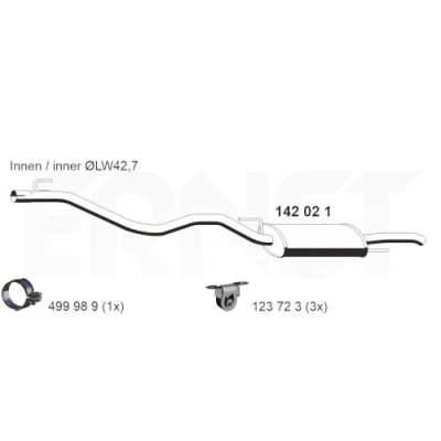 Abbildung von ERNST 142021 Endschalldämpfer 1470 VOLKSWAGEN: Golf 4 Cabrio, 3, 3 Cabrio