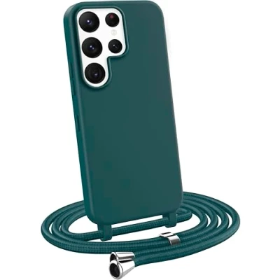 Abbildung von MyGadget Handykette für Samsung Galaxy S22 Ultra [ Hülle mit verstellbaren Band ] TPU Handyhülle Handyband zum Umhängen Kordel Schnur Case Schutzhülle Dunkelgrün