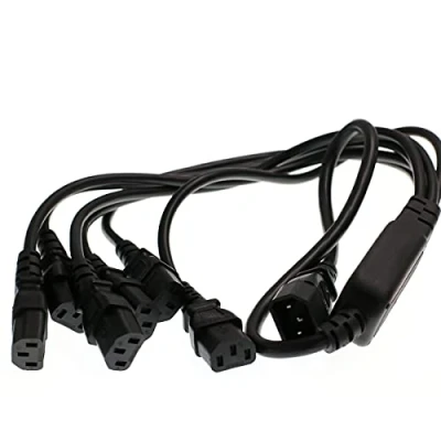 Abbildung von DRRI IEC C14 Stecker auf 4X C13 Buchse Y Splitter Verlängerungskabel 10A 250V für PDU USV System (C14 6X 60CM)