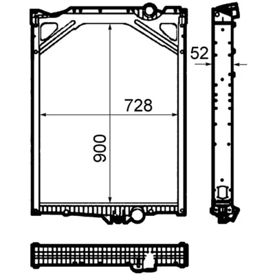 Abbildung von MAHLE ORIGINAL CR 1917 000P Kühler, Motorkühlung 900mm 728mm 52mm Kühlrippen gelötet