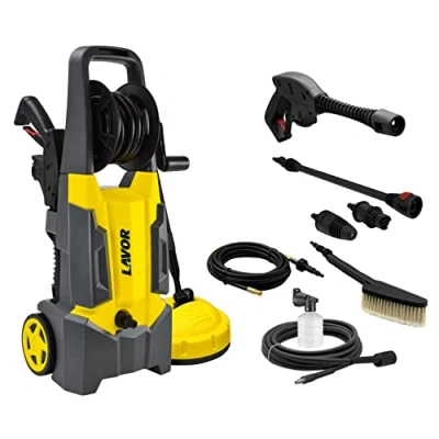 Abbildung von Lavor Hochdruckreiniger Dive Extra 135 mit Schlauchaufwickler, Bodenreiniger, Fester Bürste und Abflusssonde 6 Meter, Druck max bar, Durchfluss 420 Liter pro Stunde