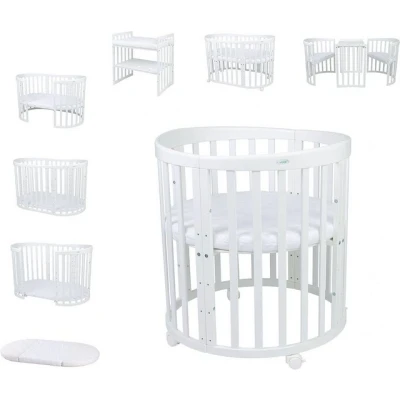 Abbildung von Waldin Babybett OWAL mobiles aus Holz 7in1 mit Matratze, mitwachsend