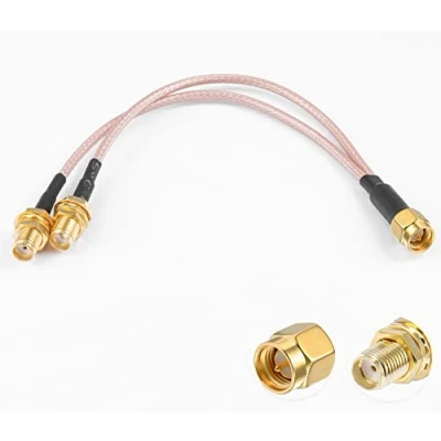 Abbildung von Vecys SMA Splitterkabel Stecker auf Dual Buchse Koaxialkabel 3 Wege Splitter V Typ RG316 6&quot;/15CM für 2G 3G 4G LTE Antenne Router Gateway Modem MiFi Mobile Hotspot