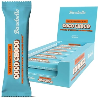 Abbildung von Barebells Proteinriegel köstliche weiche Eiweißriegel mit Schokolade zuckerarm, 16 Gramm Protein, ohne Palmöl Soft Bar Coco Choco, 12 x 55gr