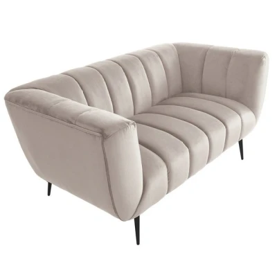Abbildung von riess ambiente 2 Sitzer NOBLESSE 165cm champagner / schwarz · Couch mit Bezug aus Samt, Einzelartikel 1 Teile, Federkern Polsterung Metall Füße Lounge Sofa im Retro Design