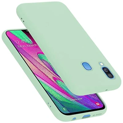 Abbildung von Cadorabo Hülle kompatibel mit Samsung Galaxy A40 Silikon Handyhülle für Case aus flüssigem stoßfeste dünne TPU Schutzhülle Liquid HELL GRÜN