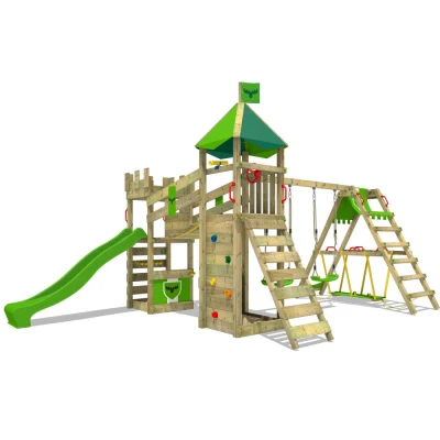 Abbildung von Spielturm RiverRun mit SurfSwing &amp; apfelgrüner Rutsche