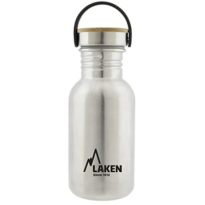 Abbildung von Laken Basic Edelstahlflasche, Trinkflasche Weite Öffnung mit Edelstah Schraubverschluss Bambo, BPA frei 0,50L, Silber