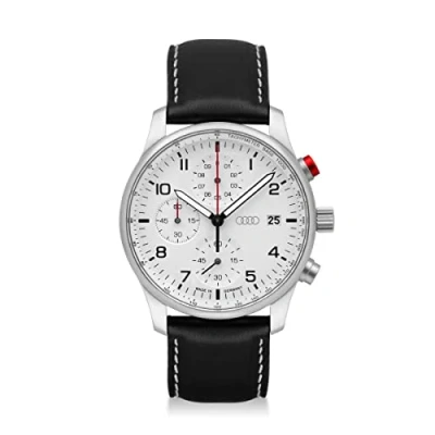 Abbildung von Audi collection 3102200100 Chronograph Uhr Armbanduhr Ringe Logo Herren, Silber/weiß