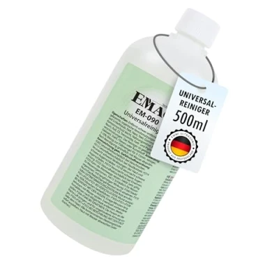Abbildung von EMAG Universalreiniger EM 090 I Spezieller Ultraschallreiniger für Edelstahl &amp; Fliesen uvm. Entfernt Schleifstaub, Fett, Harz, Teer 500ml