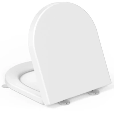 Abbildung von WC Sitz mit Absenkautomatik D Form, YEAUPE PRO Toilettendeckel Puller Lid, Toilettensitz Quick Release Funktion für einfach Reinigung, 150 kg belastbar, 42,5 * 36,3 4,9 CM,Weiß