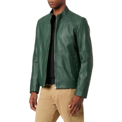 Abbildung von HUGO Lokis Lederjacke, Herren, Größe: XXL, Dark green